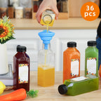 16oz Plastic Juice Bottles with Caps Bulk Set - Reusable Clear Beverage Containers with Lids for Juice Smoothies Milk Refrigerator Storage