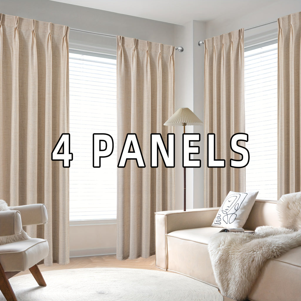 Pinch Pleated Textured Semi-Sheer Curtains – Farmhouse & Modern Rustic, Back Tab | Living Room & Bedroom | 2 Colors, 12 Sizes | Packs of 2 & 4 | Nuvia Haven