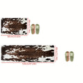 Cowhide Pattern Kitchen Mat Set 2pcs – Memory Sponge Anti-Fatigue Anti-Slip Floor Mats, Quick-Dry Animal Print Carpet for Kitchen Hallway Bathroom Laundry Room