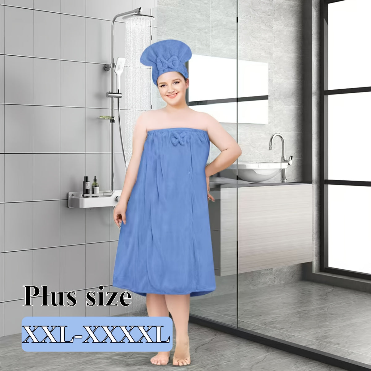 Coral Velvet Bath Wrap Towel Skirt & Dry Hair Hat Set with Pockets - Super Absorbent Machine Washable Spa Bathrobe Bag for Women Home Lounge Bedroom | Nuvia Haven