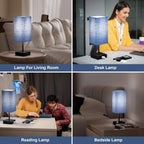 Bedside Lamps Set of 2 with 3-Way Dimmable Touch Control, USB-C & USB-A Charging Ports, LED Bulbs Included – Nightstand Lamps for Bedroom & Living Room