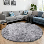 Tie Dye Round Area Rug Soft Plush Shaggy Circle Floor Mat Non-Slip for Living Room Bedroom Dorm – Boho Rainbow & Solid Colors 4x4 5x5 6x6 7x7 8x8 Ft | Home Decor Aesthetic
