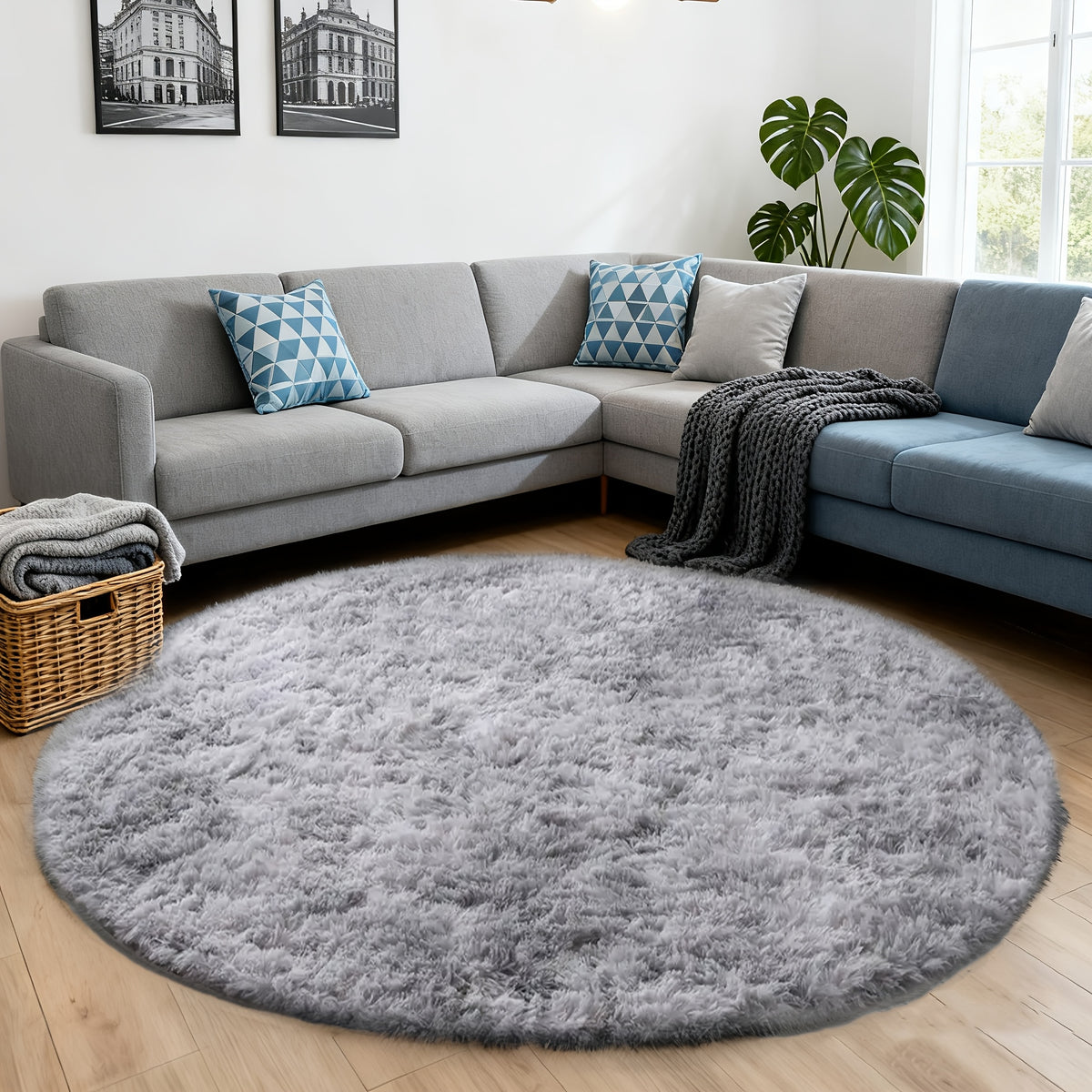 Tie Dye Round Area Rug Soft Plush Shaggy Circle Floor Mat Non-Slip for Living Room Bedroom Dorm – Boho Rainbow & Solid Colors 4x4 5x5 6x6 7x7 8x8 Ft | Home Decor Aesthetic