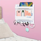 Self-Stick Bedside Floating Wall Shelf – No-Drill Wall Mount Bedroom Storage Organizer for Girls Room Aesthetic Decor, Cute Bedside Accessories Shelf for Bedroom Organization