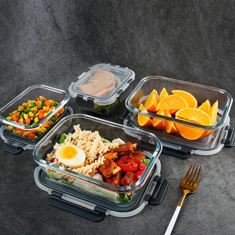 Glass Food Storage Containers with Lids 10-Piece Set – Airtight Leak-Proof Meal Prep Bento Boxes, Microwave Oven Freezer & Dishwasher Safe