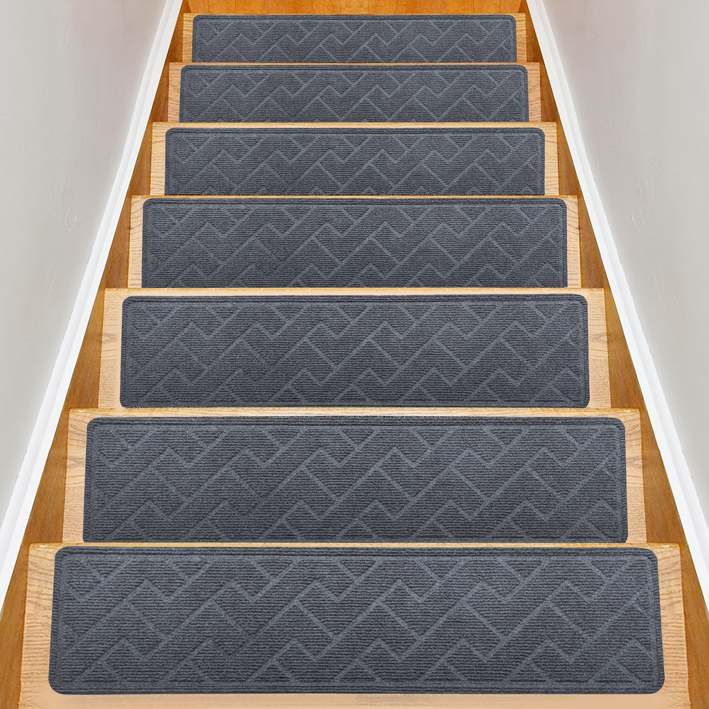 Non-Slip Stair Treads Self-Adhesive 4mm TPR Stair Mats for Hardwood Floors Indoor Stairs Carpet Pads 6pcs or 15pcs Set