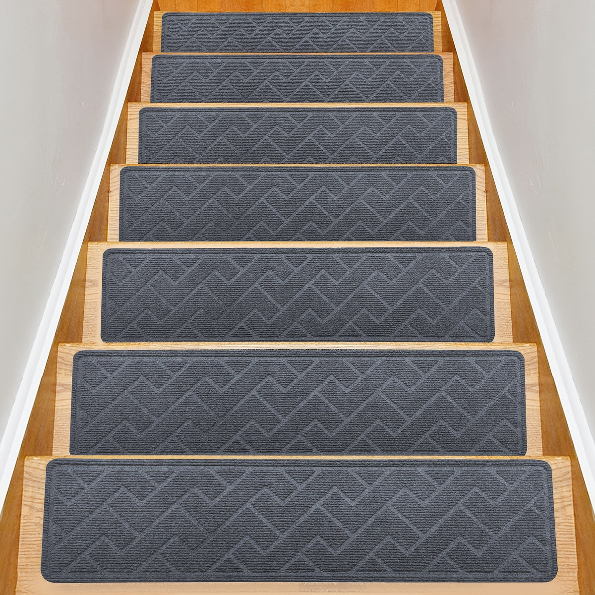 Non-Slip Stair Treads Self-Adhesive 4mm TPR Stair Mats for Hardwood Floors Indoor Stairs Carpet Pads 6pcs or 15pcs Set