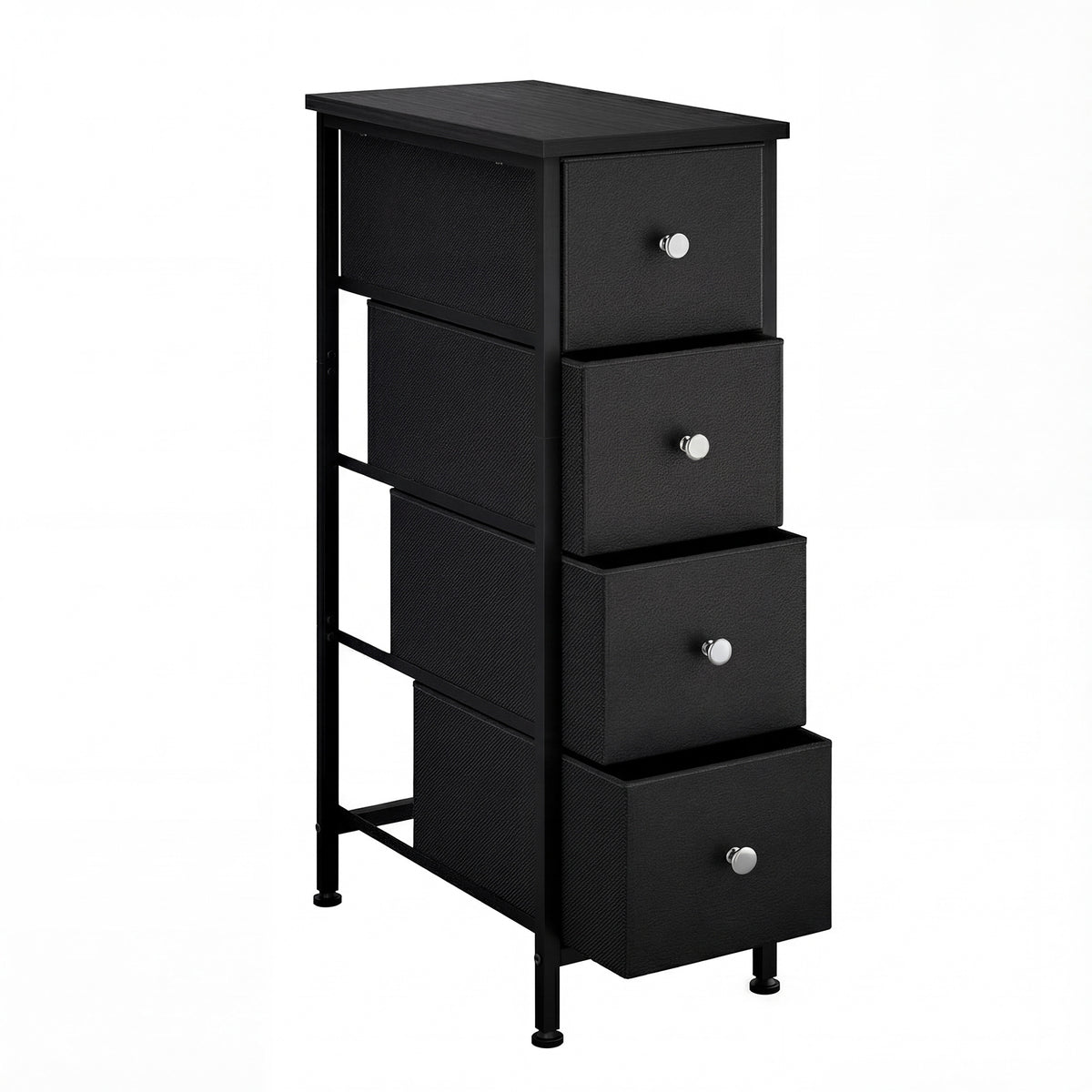 4-Tier Tall Narrow Storage Cabinet | Slim Bathroom & Kitchen Organizer, 29.5"H x 16.5"W x 9.5"D, Compact Shelving for Small Spaces, Easy Assembly