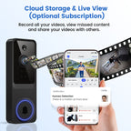 2K Smart Video Doorbell Camera – 166° Wide Angle, AI Human Detection, Two-Way Voice, Night Vision, Cloud Storage & 2.4G WiFi Wireless Doorbell for Home Security