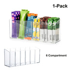 Clear Drink Packet Organizer with Removable Sections & Adjustable Dividers – Transparent Space-Saving Storage for Flavor Packets, Kitchen & Office (3 or 4 Compartments)
