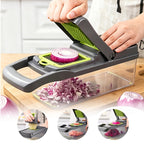 22-in-1 Vegetable Chopper & Mandoline Slicer with Container – 8 Interchangeable Blades, Onion Chopper, Food Dicer, Egg Separator & Finger Guard – All-in-One Kitchen Gadget for Veggie & Fruit Prep