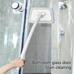 2-in-1 Bath Scrubber & Squeegee 16-Piece Cleaning Brush System with 22" Handle – 90° Rotating Head, Replaceable Sponge, Nylon Bristles for Bathroom, Kitchen, Patio & Outdoor Surfaces