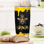 Queen Bee Tumbler 20oz Stainless Steel Insulated Travel Mug with Lid & Straw - Bee Lover Gift for Women Oval Shape