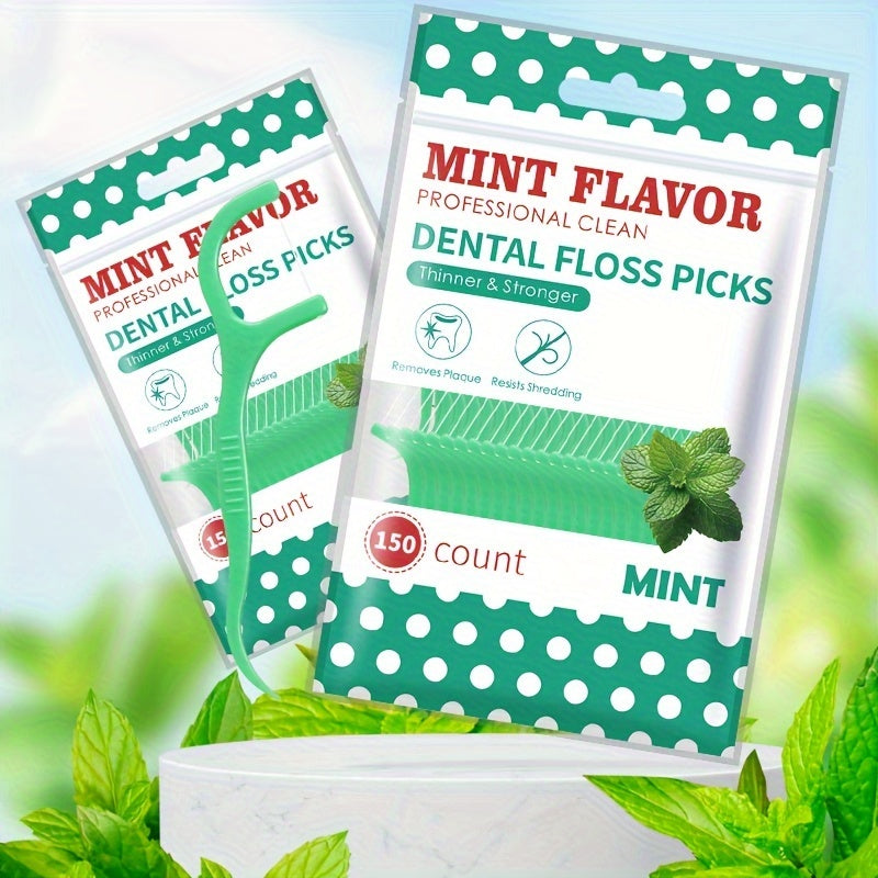 Mint Flavor Dental Floss Picks 300 600 Count Disposable PE Floss Sticks Upgraded Thinner Stronger Plaque Removal Travel Oral Care Fresh Breath