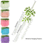 24 Pack Fake Wisteria Hanging Flowers 3.6 Feet Long, Artificial Wisteria Vine Garland for Wedding, Garden & Wall Decoration – White, Pink, Purple, Light Pink & Blue