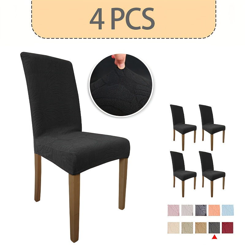 Jacquard Stretch Dining Chair Covers 4/6pcs – Removable Washable Elastic Chair Slipcovers for Dining Room & Kitchen, 10 Colors, Christmas & Holiday Home Decor Chair Protector
