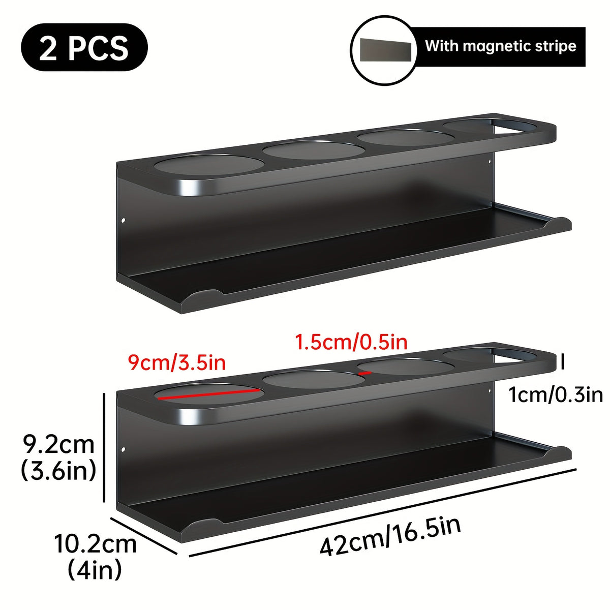 Magnetic Cup Holder for Fridge Heavy Duty Metal Organizer Rack for Tumblers Water Bottles Travel Mugs Drinkware - Magnetic Fridge Cup Organizer for Kitchen Pantry Cabinet Laundry Room, Black, 1-2 Pack
