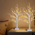 Artificial Birch Wood Branch LED Lamp 2FT 24 LEDs Warm White with Timer - USB & Battery Dual Powered Decorative Twig Light for Bedroom Living Room Office Wedding Home Decor - Single & 2-Pack