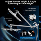 High Pressure Shower Head with Handheld Combo 9-Spray Settings 8 10 12 Inch Rainfall Stainless Steel Hose Adjustable Bracket Chrome Black