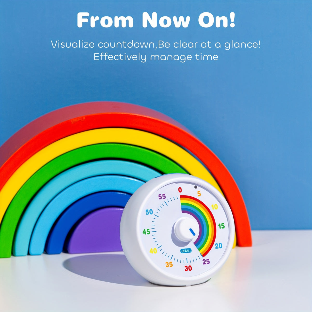 60-Minute Visual Countdown Timer | Silent, Color-Coded | Classroom, Office & Kitchen