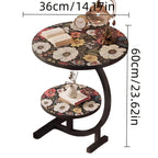 2-Tier Metal Outdoor Side Table, Floral Round Balcony & Patio Table, Sturdy Compact Design, Easy Assembly, for Patio, Courtyard, Balcony & Garden — Multiple Styles