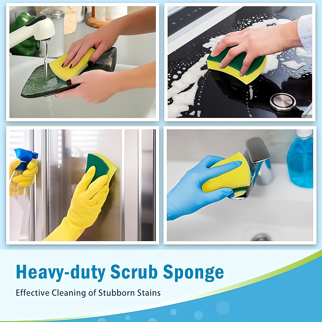 Compressed Double-Sided Kitchen Sponge Set 27 Piece, Multi-Size Dishwashing Sponges Scrubber Pads for Home Cleaning, Space-Saving Expandable Cellulose Sponges Easy to Store