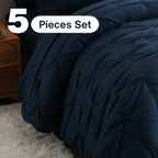 5/7pcs Pintuck Bed In A Bag Comforter Sets, Pinch Pleat Complete Bedding Sets with Comforter, Sheets & Pillowcases, Queen/King Size, All Season