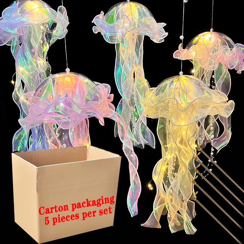 Jellyfish Lantern Party Decorations Colorful Translucent Hanging Lights – 5 or 9 Piece Set for Halloween, Christmas, Weddings & Birthday Indoor Outdoor Festive Decor