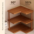 Corner Shelf Countertop Organizer, Triangular Multi-Tier Kitchen Storage Rack for Coffee Accessories, Cups, Spices & Kitchen Essentials, Space-Saving Corner Stand for Counter, Bathroom & Office