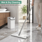 Flat Mop and Bucket Set Self-Cleaning – 6 Washable Microfiber Pads, Hands-Free Wringing Wet Dry Floor Mop for Hardwood, Tile & Laminate