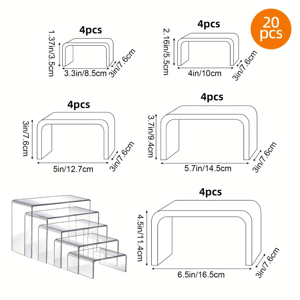 Clear Acrylic Risers for Display, Multi-Pack Riser Display Stands for Funko Pop Figures, Cupcakes, Jewelry & Perfume – Multiple Sizes & Quantities for Home, Halloween & Christmas Decor