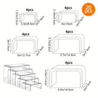 Clear Acrylic Risers for Display, Multi-Pack Riser Display Stands for Funko Pop Figures, Cupcakes, Jewelry & Perfume – Multiple Sizes & Quantities for Home, Halloween & Christmas Decor