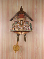 Wooden European Forest Style Cuckoo Wall Clock with Night Mode & Singing Bird – Battery Operated Handmade Carved Cuckoo Clock for Adult Bedroom, Living Room & Home Decor
