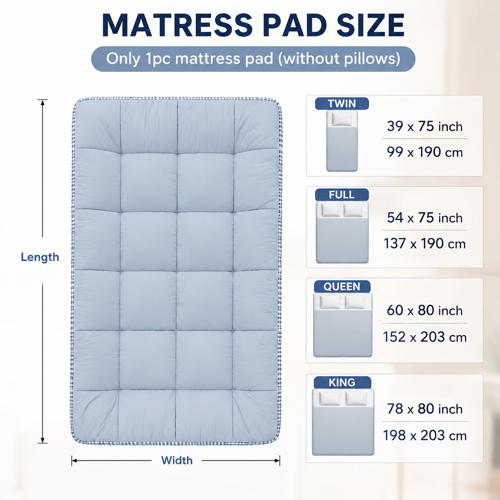 Roll Up Mattress Topper & Foldable Tatami Sleeping Pad – Soft Breathable Floor Mat for Guest Bed Sofa Camping, Twin Full Queen King, 8 Colors