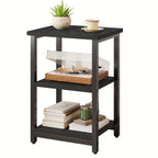 3-Tier Nightstand Side Table – Heavy Duty Steel Frame End Table for Bedroom Living Room Office Bathroom, Classic Black, 13.4"x11.8"x22.8"