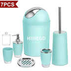 7-Piece Luxury Bathroom Accessory Set Modern Style Trash Can Toilet Brush Soap Dispenser Dish Toothbrush Holder Mouthwash Cup