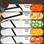 Adjustable Mandoline Slicer with 5 Thickness Settings – Stainless Steel Vegetable Slicer & Grater for Onion, Potato, Carrot, Cheese & Fruit – Professional Kitchen Tool, Optional Cut-Resistant Gloves
