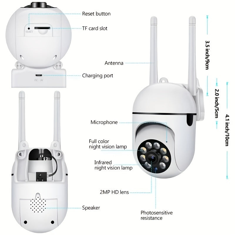 2-Pack 3MP 5GHz WiFi Security Camera Outdoor IP54 Waterproof Night Vision Motion Detection 2-Way Audio Remote App Surveillance Home Business