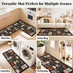 Vintage Plaid Kitchen Floor Mat Set – Diatom Mud Rubber, Absorbent, Non-Slip, Fast Drying, Machine Washable | Kitchen, Bathroom & Hallway | 2-Piece & 3-Piece | Nuvia Haven