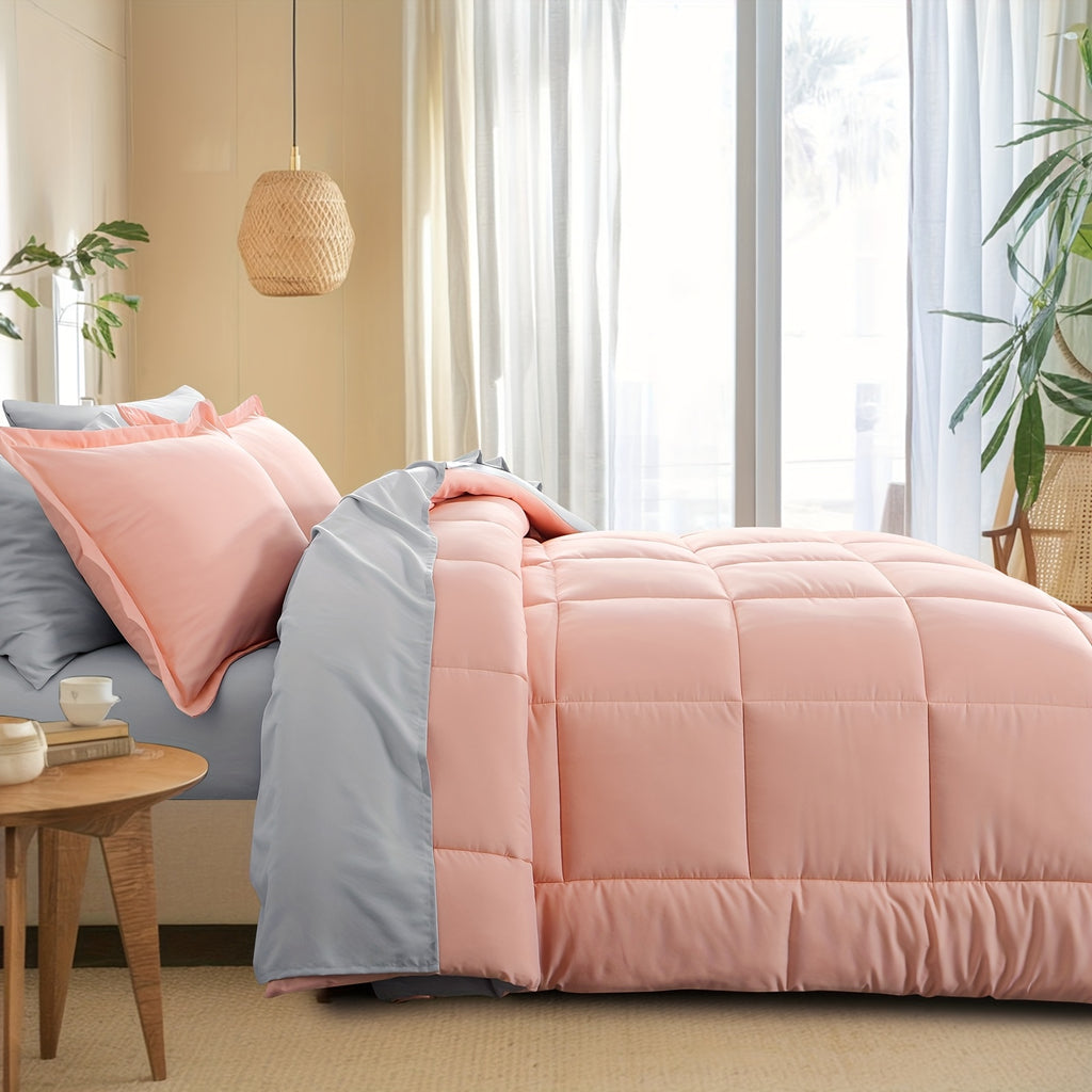 Bed in a Bag Queen 7 Piece Fluffy Comforter Set – Ultra-Soft Microfiber Bedding with Comforter, Fitted Sheet, Flat Sheet & 4 Pillowcases, Hypoallergenic Breathable All Season Bedding Gift for Her