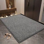 Imitation Sisal Bathroom Mat Non-Slip Water Absorbent – Cat Scratch Resistant Entryway Doormat, Mud & Sand Removal, Easy to Clean, Dark Gray & Brown, 2 Sizes
