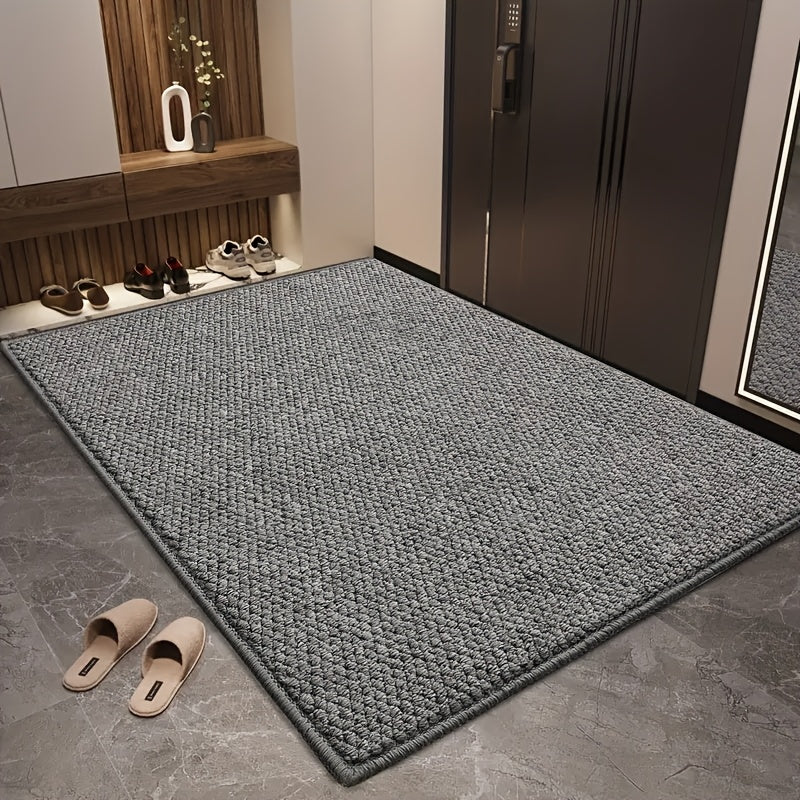 Imitation Sisal Bathroom Mat Non-Slip Water Absorbent – Cat Scratch Resistant Entryway Doormat, Mud & Sand Removal, Easy to Clean, Dark Gray & Brown, 2 Sizes