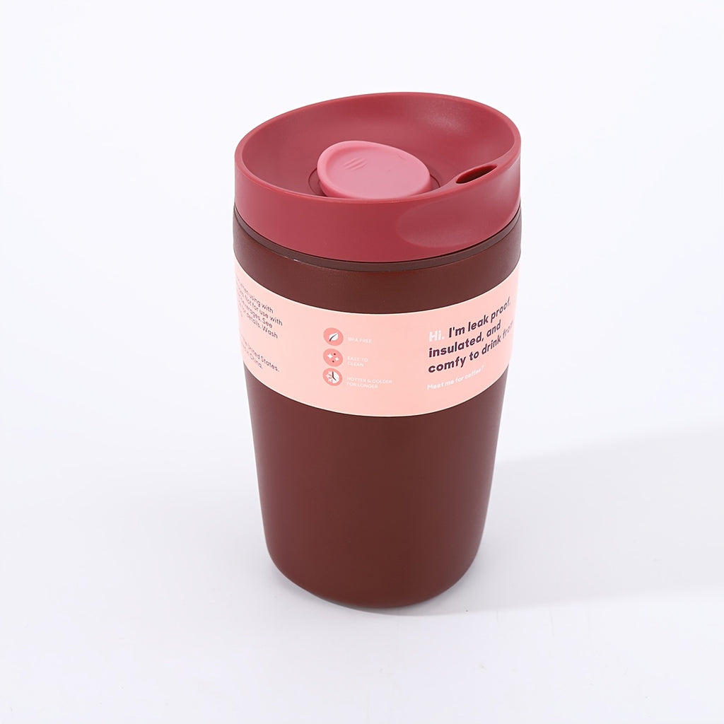 Vacuum Insulated Coffee Travel Cup 350ml 11.83oz - 304 Stainless Steel Double-Wall Flask with Push Lid & Direct Drinking Spout for Office, Travel & Outdoor, 4 Colors