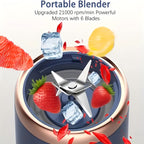 Portable USB Blender Juicer 2-Pack with 6 Blades | Handheld Smoothie Maker for Travel Office | USB Rechargeable Personal Blender for Milkshakes & Iced Drinks