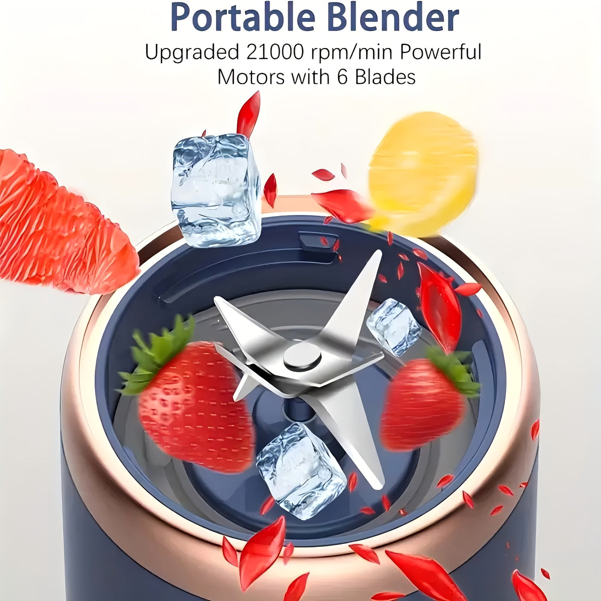 Portable USB Blender Juicer 2-Pack with 6 Blades | Handheld Smoothie Maker for Travel Office | USB Rechargeable Personal Blender for Milkshakes & Iced Drinks