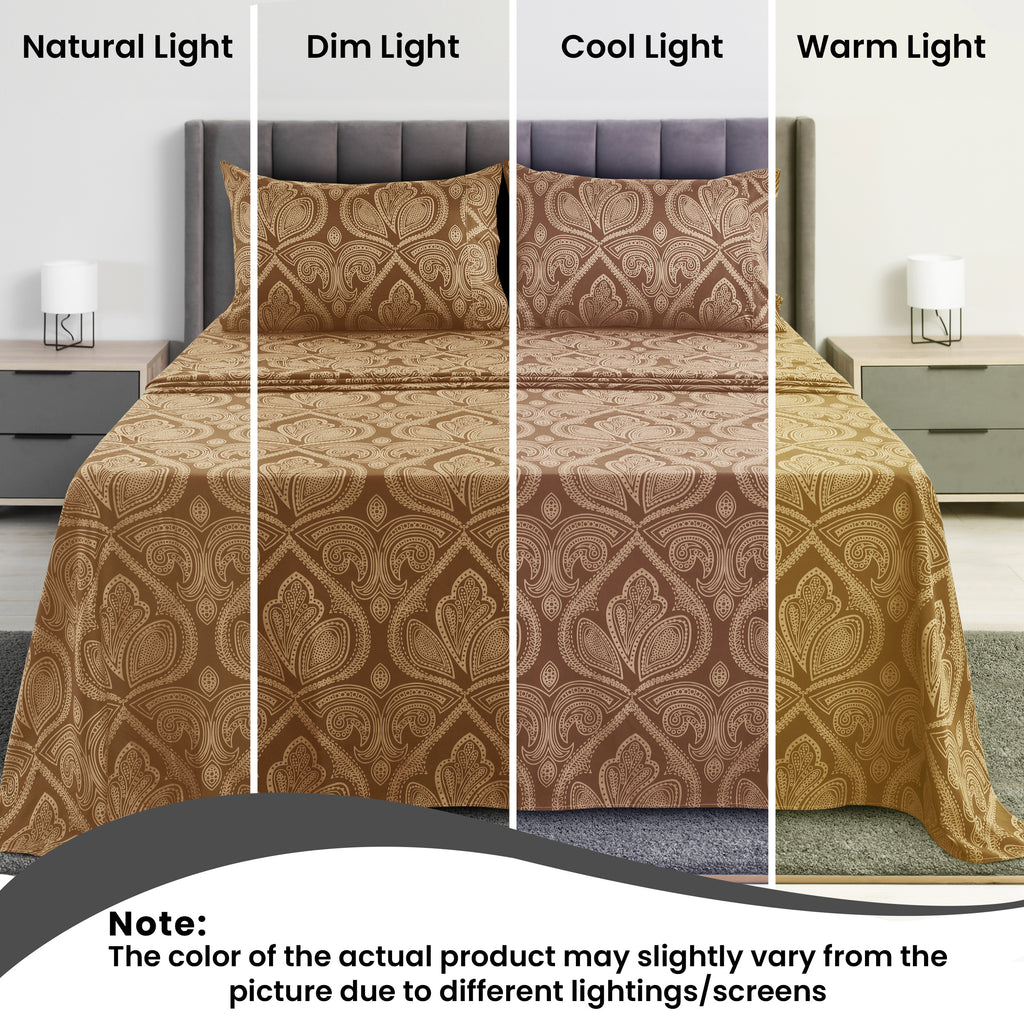 Paisley Bed Sheet Sets Queen King Twin Full Cal King – Soft Brushed Microfiber Deep Pocket Fitted Sheet & Pillowcases, Wrinkle Free