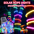 Solar String Lights Outdoor 36FT 100 LED with 8 Lighting Patterns, Waterproof Solar Powered Fairy Lights for Patio, Garden, Trail, Pool, RV, Aquarium, Christmas & Halloween Decoration, Multicolor Warm White