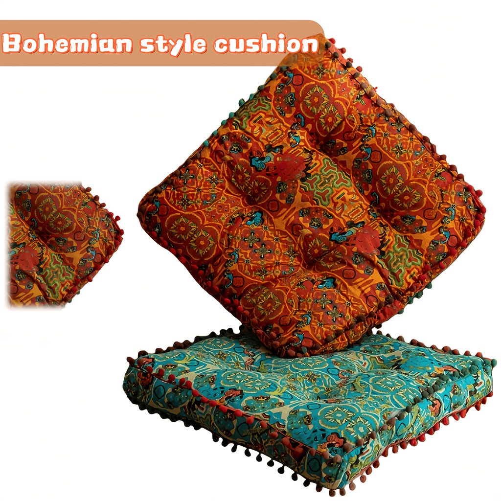 Moroccan Chair Cushion Seat Pad – Soft Bohemian Floor Cushion with Cover & Fiberfill, Multifunctional Indoor Outdoor Bench Pad, Hand Washable Decorative Home Decor for Living Room Bedroom, Valentine's Day Gift