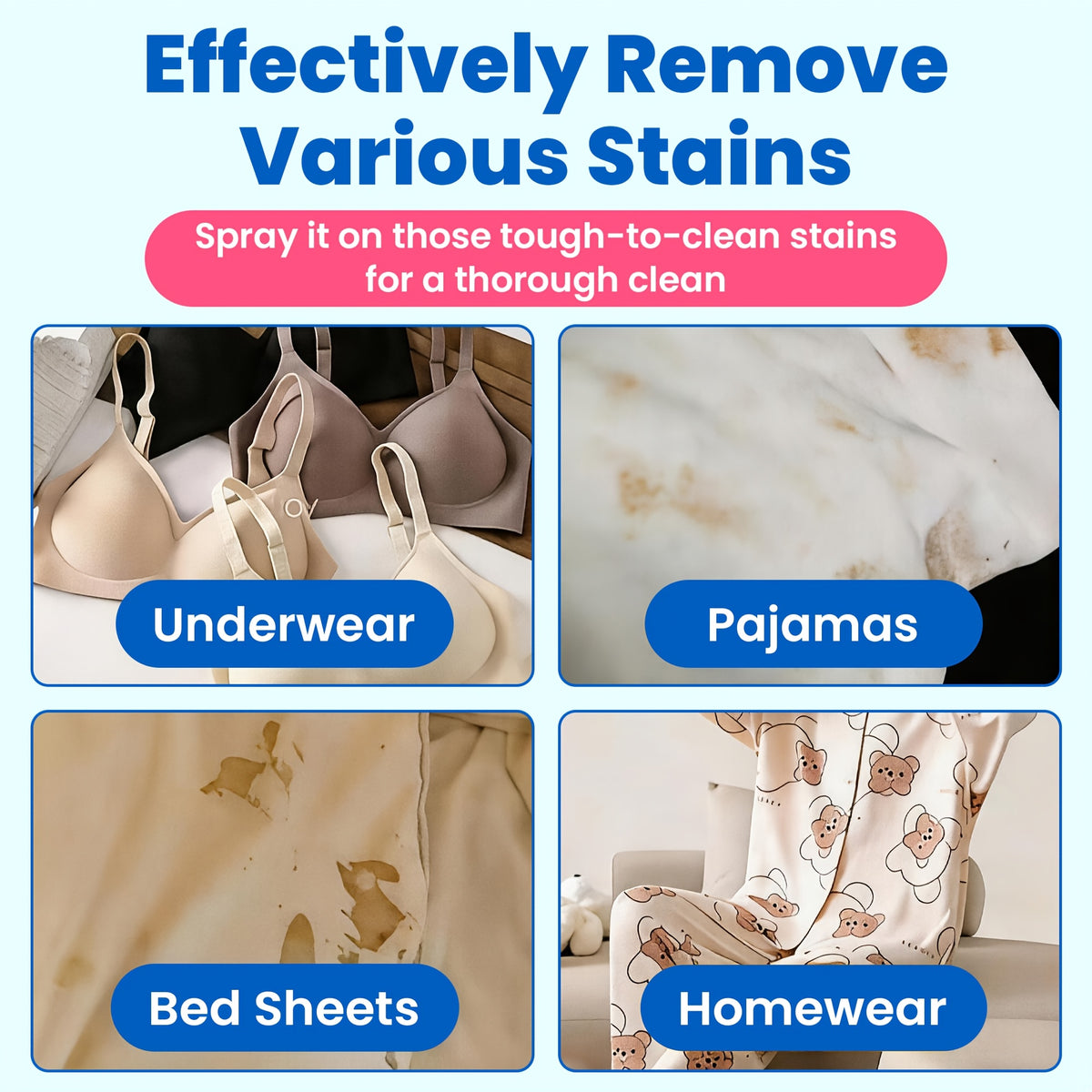 Underwear & Fabric Stain Remover Liquid - Removes Urine, Sweat & Yellowing Stains, Deep Cleans & Deodorizes, Gentle on Delicate Fabrics, Daily Intimate Clothing Care Detergent