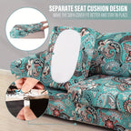 Boho Floral Sofa Slipcover Set with Separate Seat Cushion Covers – Washable Stretch Couch Cover for Armchair Loveseat Sofa, Drawstring Fit, Pet Friendly, 6 Colors
